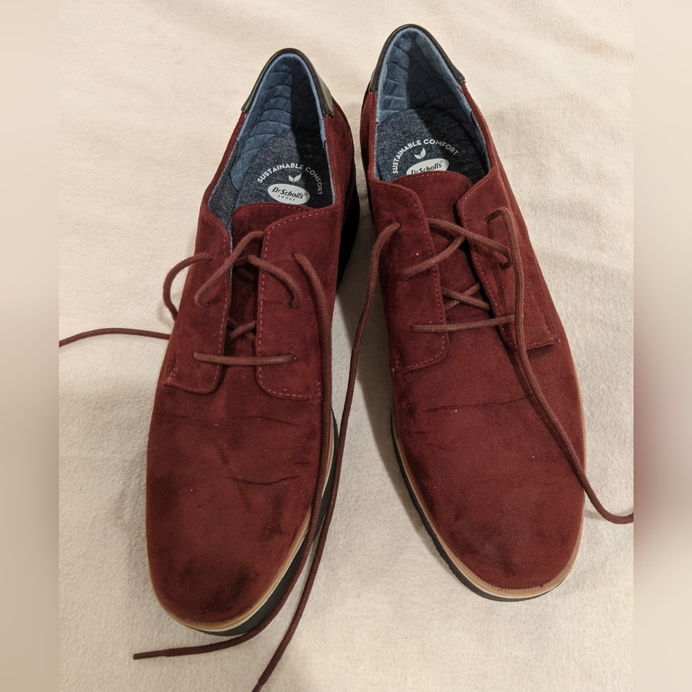 Dr Scholl's maroon suede Oxford shoes